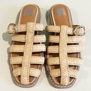 Dolce Vita Raffia Woven Sandals Buckle Slide Coastal Resort 8.5